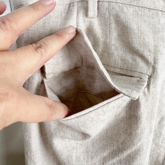 Banana Republic Factory Linen Blend Wide Leg Pleated Trouser Pant Flax Size 12 - Picture 13 of 14